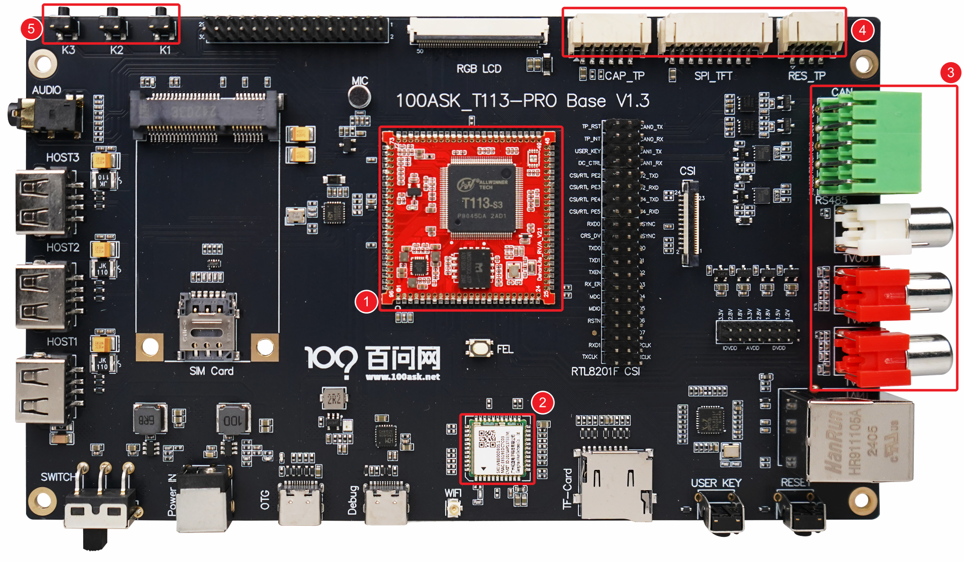 T113s3-PRO 开发板正面照片