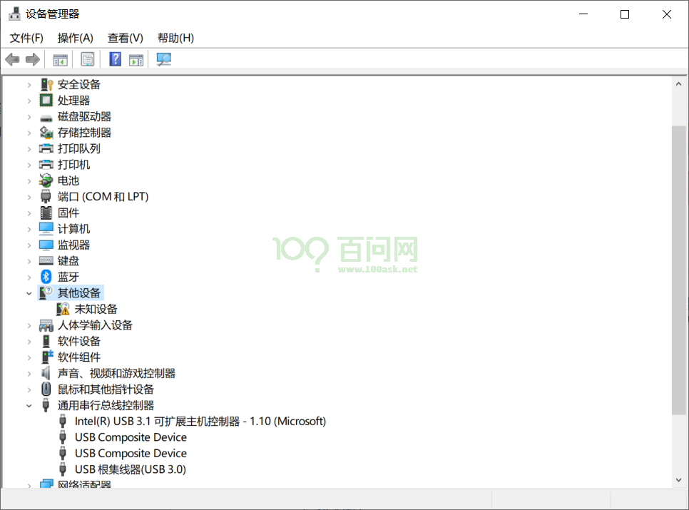 FEL 设备首次连接时在 Windows 设备管理器中显示为未知设备